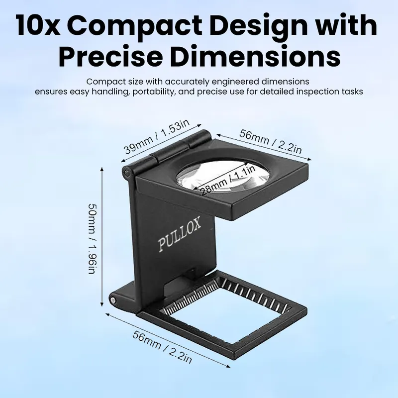 Pullox 10X Pocket Magnifier | Lightweight ABS Body • High-Precision Lens • Compact Foldable Design - view 2