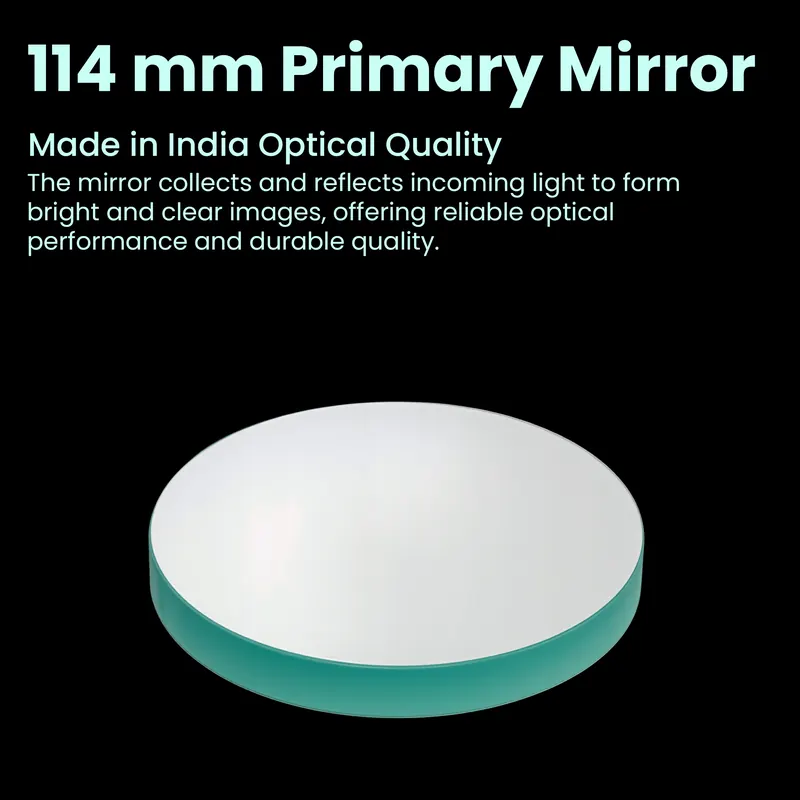 Pullox TM-114900 Telescope Mirror Set – Made in India 114 mm Primary Mirror with Precision Secondary for 114/900 Newtonian Telescopes view 2