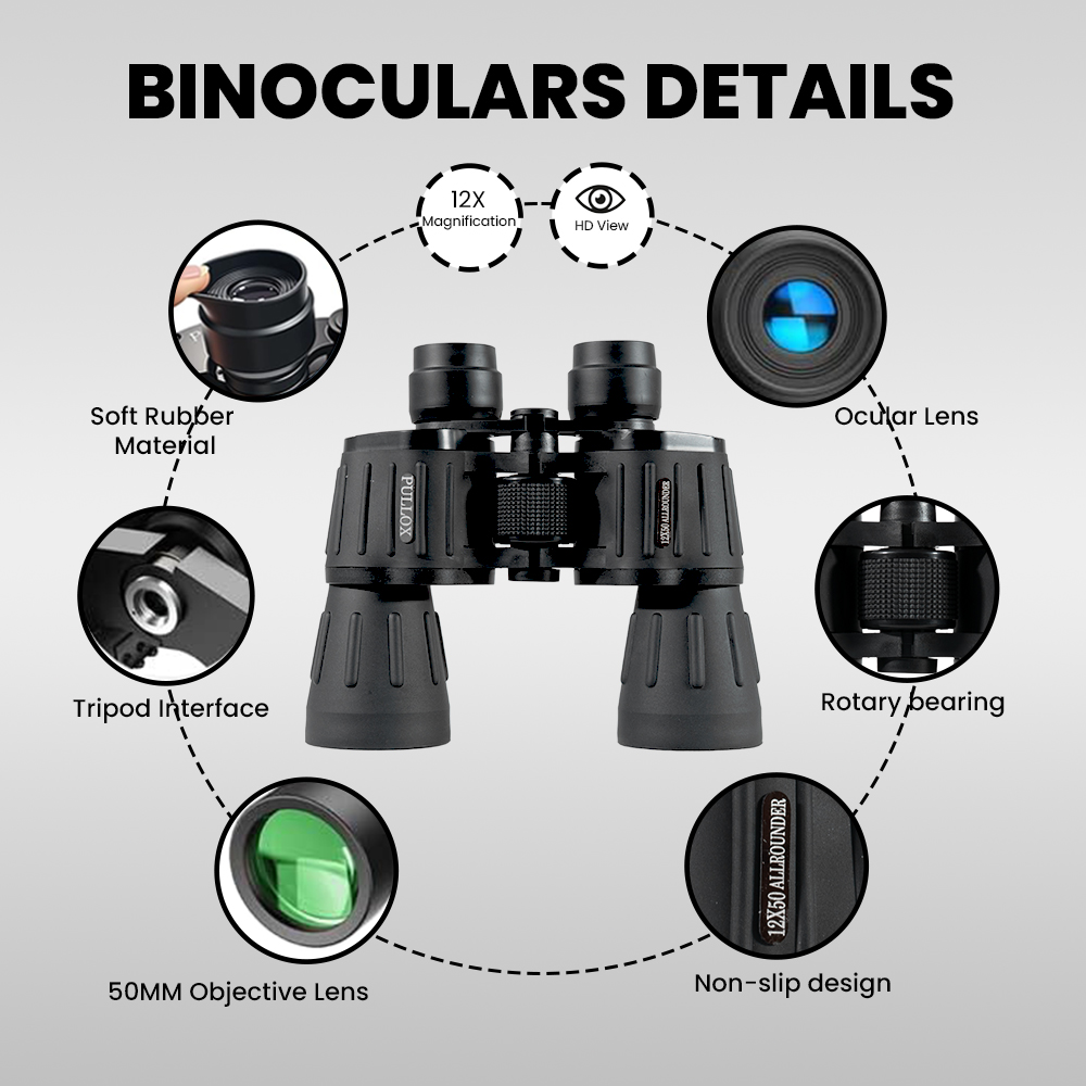 Pullox 12×50 All Rounder Pro Binocular – Power Design with Precision Optics - view 2