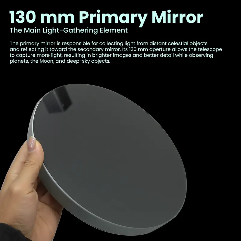 Pullox 130650 Telescope Mirror Set – Made in India 130 mm Primary Mirror with 30 × 42 mm Secondary for 130/650 Newtonian Reflectors - view 2