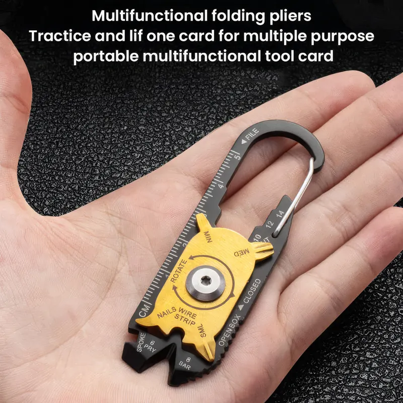 Pullox 20-in-1 Pocket Multitool Carabiner – Heavy Duty Stainless Steel Utility Tool for Cycling, Camping & Everyday Carry view 3