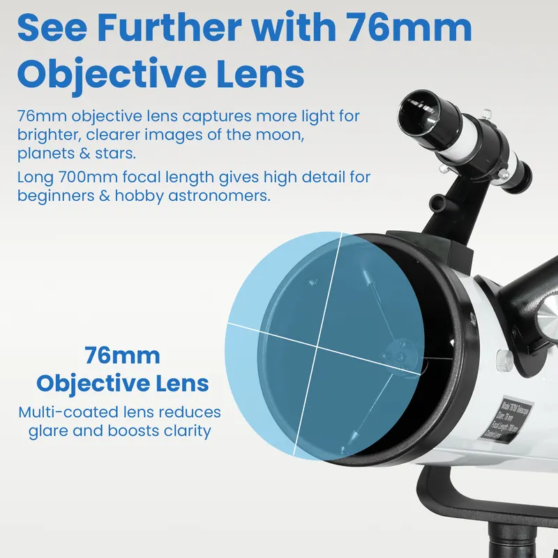 SSEA 76700 Astronomical Telescope | 76mm Aperture, 700mm Focal Length | Beginner-Friendly | Made in India view 2