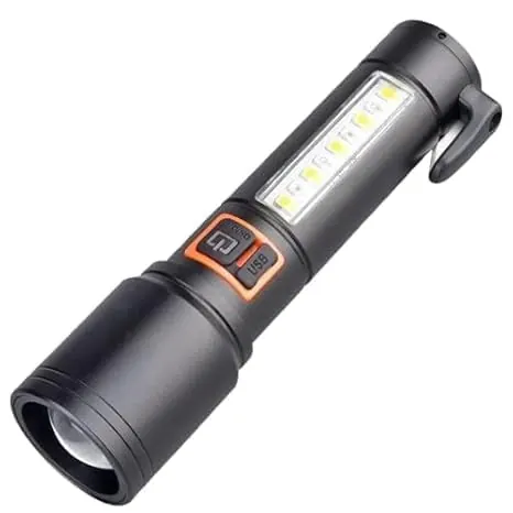 PULLOX 2000 Lumens Rechargeable Tactical Torch | 6 Modes, Zoomable Beam, Side LED, Emergency Hammer & Seatbelt Cutter - view 1