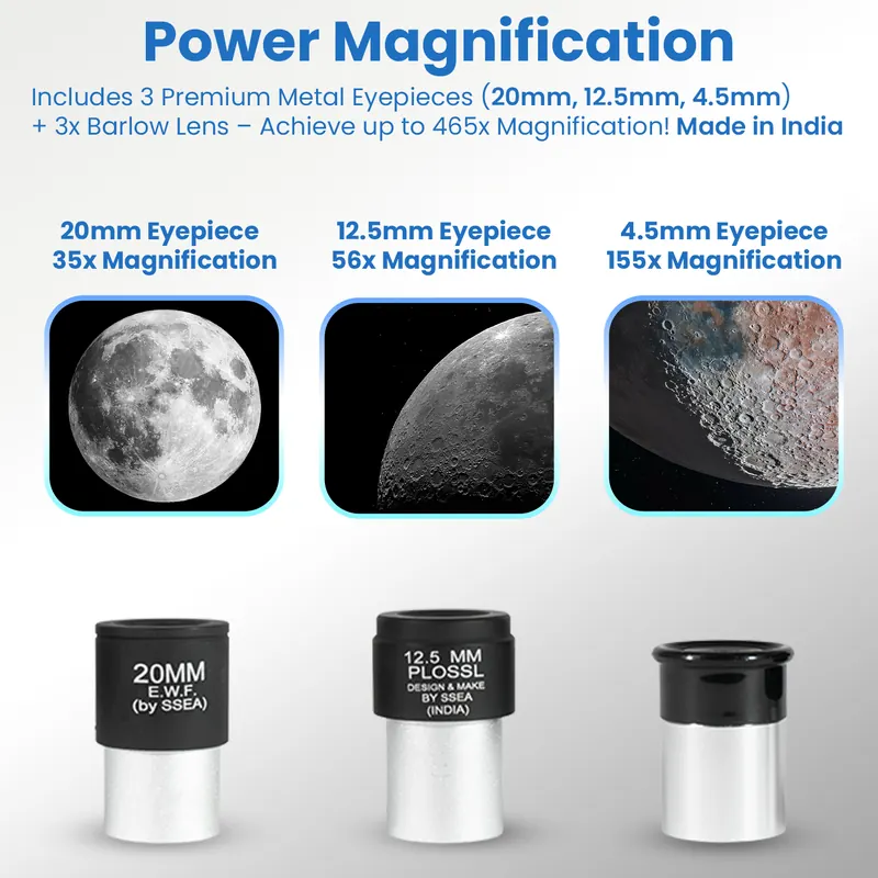 SSEA 76700 Astronomical Telescope | 76mm Aperture, 700mm Focal Length | Beginner-Friendly | Made in India view 3