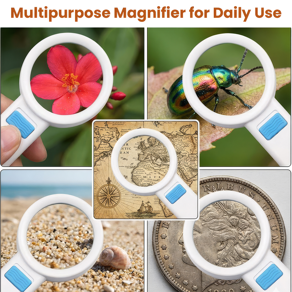 Pullox 10 LED 5X Handheld Magnifier | 82mm Glass Lens | Reading, Inspection, Science & Hobby Use - view 5