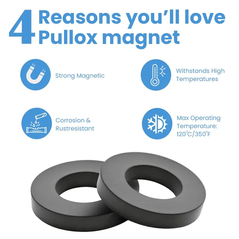 Pullox Round Ceramic Ring Magnets (60×24×13 mm) – Compact Ferrite Donut Magnets for Crafts, DIY & Mounting – Pack of 2 view 4