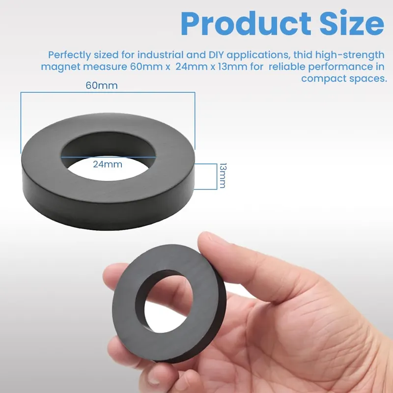 Pullox Round Ceramic Ring Magnets (60×24×13 mm) – Compact Ferrite Donut Magnets for Crafts, DIY & Mounting – Pack of 2 view 3