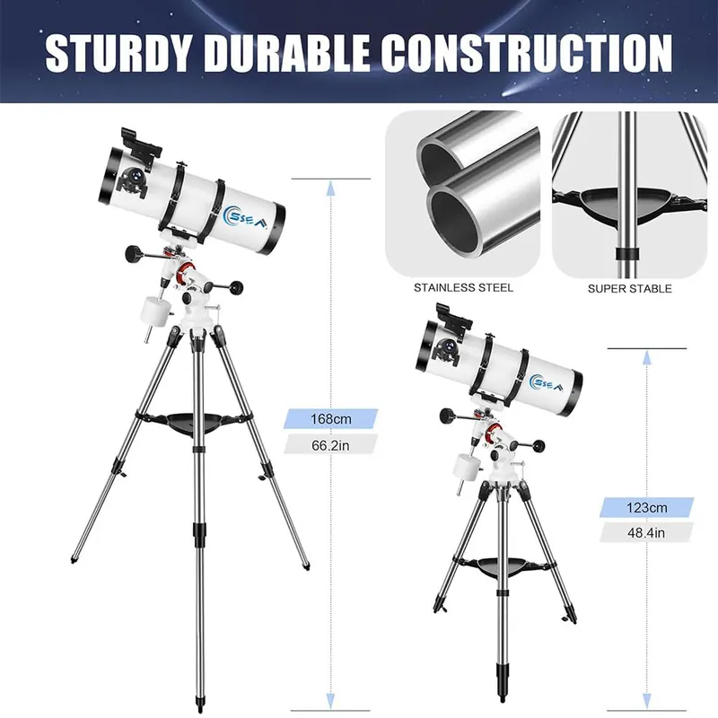 SSEA 130650 EQ Professional Reflector Telescope – 130mm Light-Gathering Optics | German EQ Tracking | Smartphone Ready | Travel Bag Included - view 4