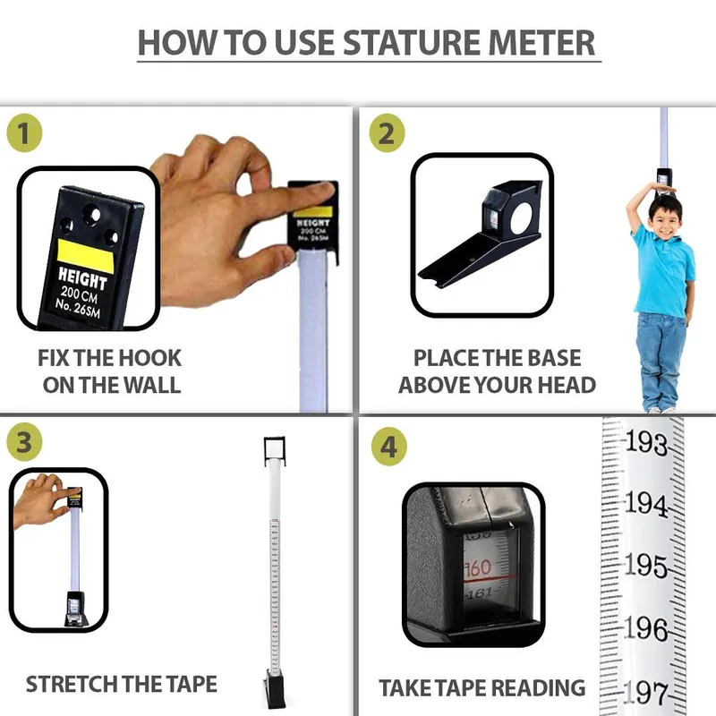 Pullox Stature Meter 2M – Wall Mounted Height Measuring Tape view 2