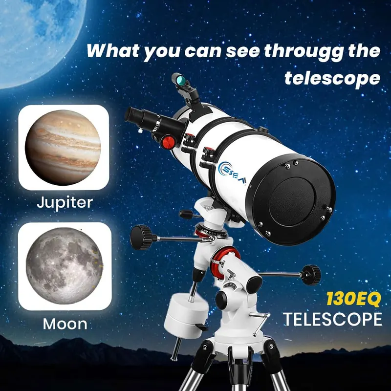 SSEA 130650 EQ Professional Reflector Telescope – 130mm Light-Gathering Optics | German EQ Tracking | Smartphone Ready | Travel Bag Included - view 6