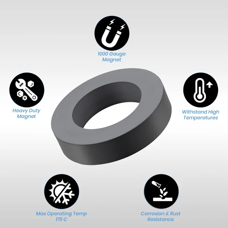 Pullox Large Donut Ceramic Magnets (90×36×15 mm) – Heavy-Duty Ferrite Ring Power Magnets for Craft, School & Industrial Use – Pack of 2 view 3
