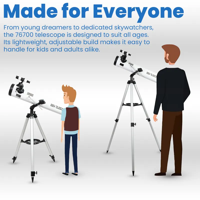 SSEA 76700 Astronomical Telescope | 76mm Aperture, 700mm Focal Length | Beginner-Friendly | Made in India view 6