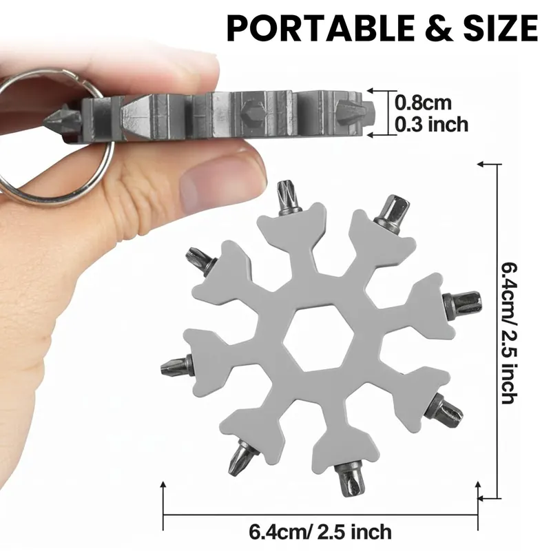 Pullox Snowflake Multi-Tool, Stainless Steel, Compact Portable Design, 18-in-1 Functions view 2
