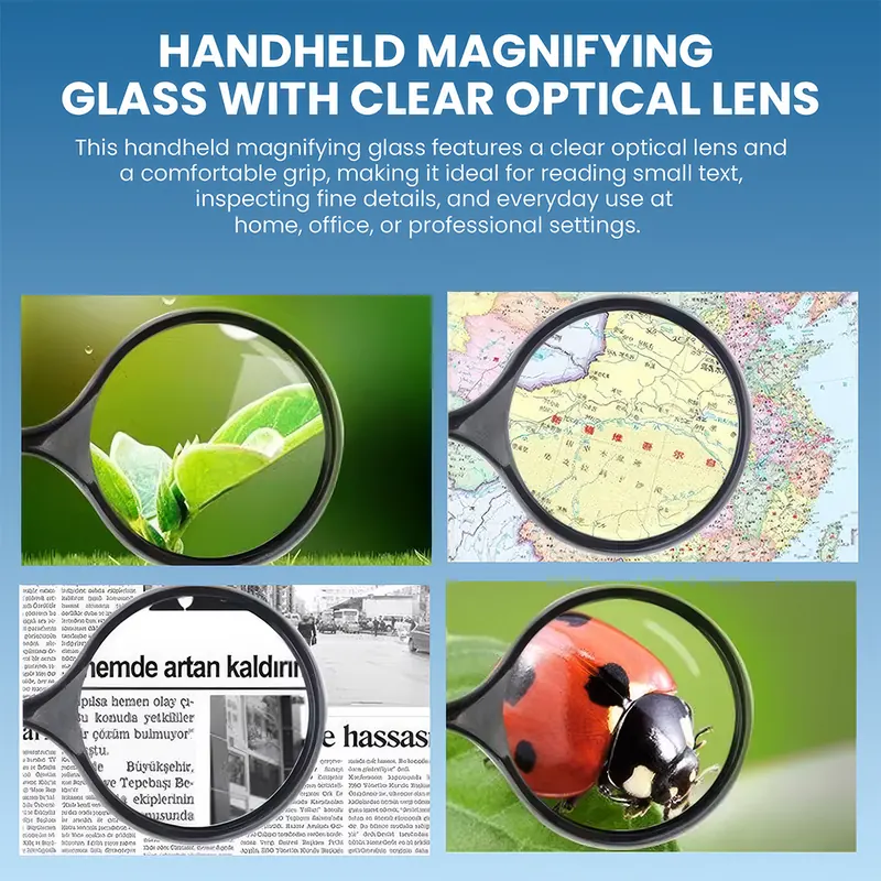 Pullox 5X Handheld Magnifying Glass | 75mm Glass Lens | Reading, Maps, Books, Study & Science Use view 5