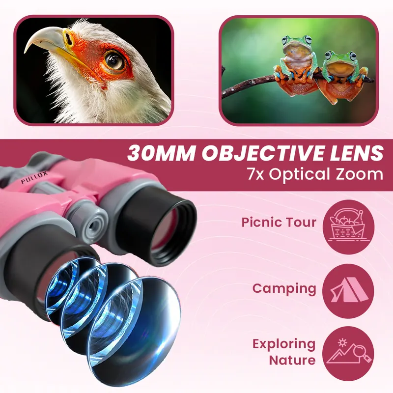 Pullox Explorer Pro 7×30 Kids Binocular – Compass & Red Laser Guide view 6