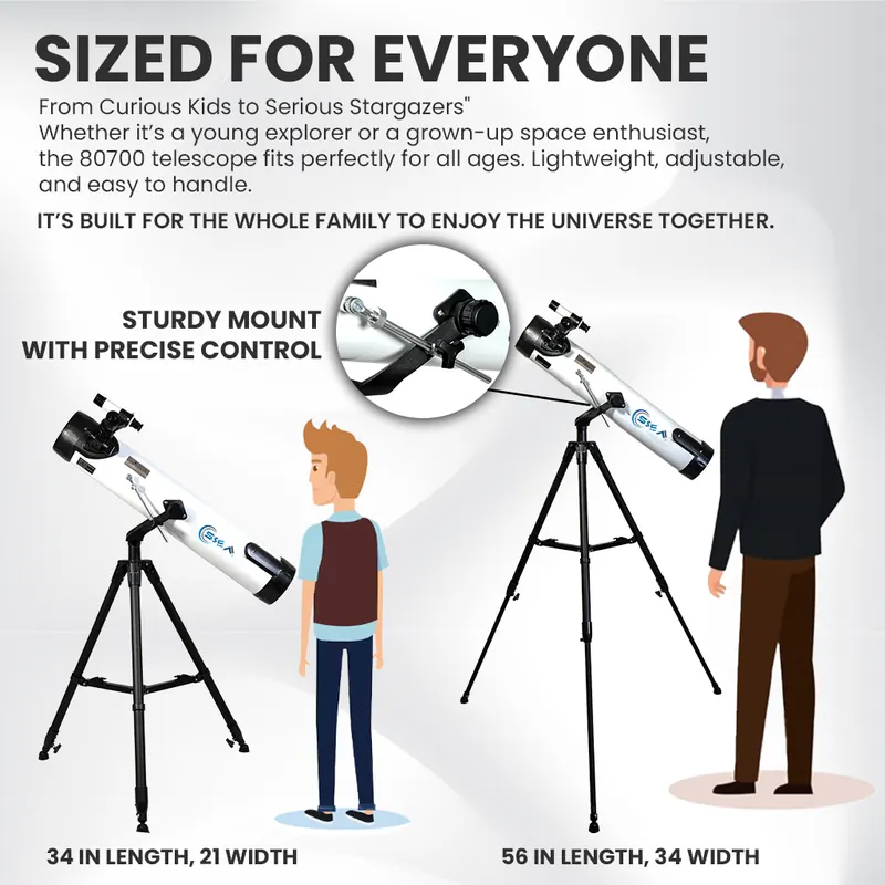 SSEA 80700 Astronomical Telescope | 80mm Aperture, 700mm Focal Length | Premium 1.25″ Eyepiece System | Made in India - view 5