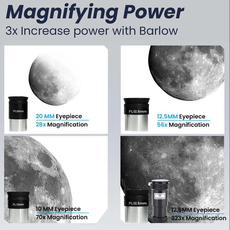 SSEA 80700 Astronomical Telescope | 80mm Aperture, 700mm Focal Length | Premium 1.25″ Eyepiece System | Made in India - view 4