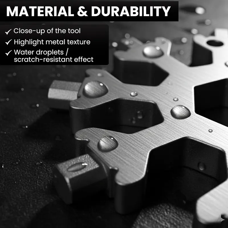 Pullox Snowflake Multi-Tool, Stainless Steel, Compact Portable Design, 18-in-1 Functions view 3