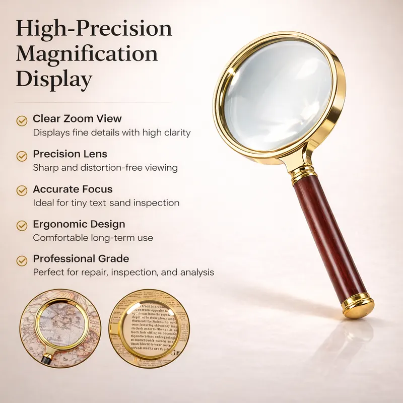 Pullox Vintage 10X Handheld Magnifying Glass | 80mm HD Lens | Classic Reading Magnifier for Books & Newspapers view 2