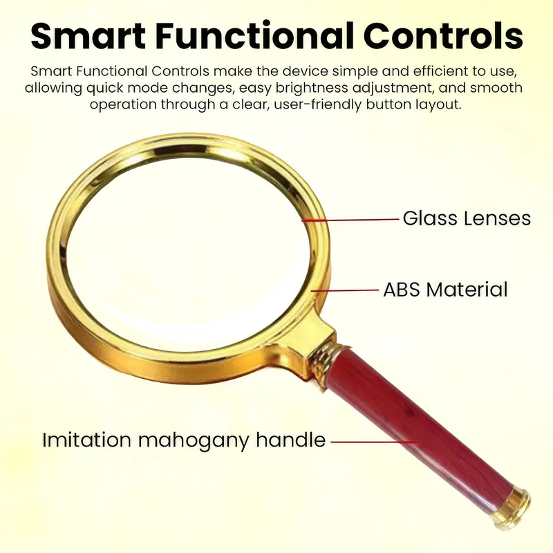 Pullox Vintage 10X Handheld Magnifying Glass | 80mm HD Lens | Classic Reading Magnifier for Books & Newspapers view 3