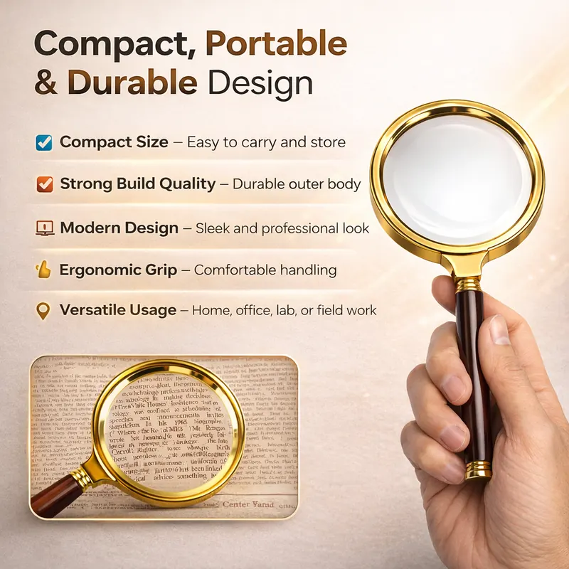Pullox Vintage 10X Handheld Magnifying Glass | 80mm HD Lens | Classic Reading Magnifier for Books & Newspapers view 4