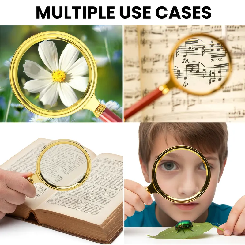 Pullox Vintage 10X Handheld Magnifying Glass | 80mm HD Lens | Classic Reading Magnifier for Books & Newspapers view 5