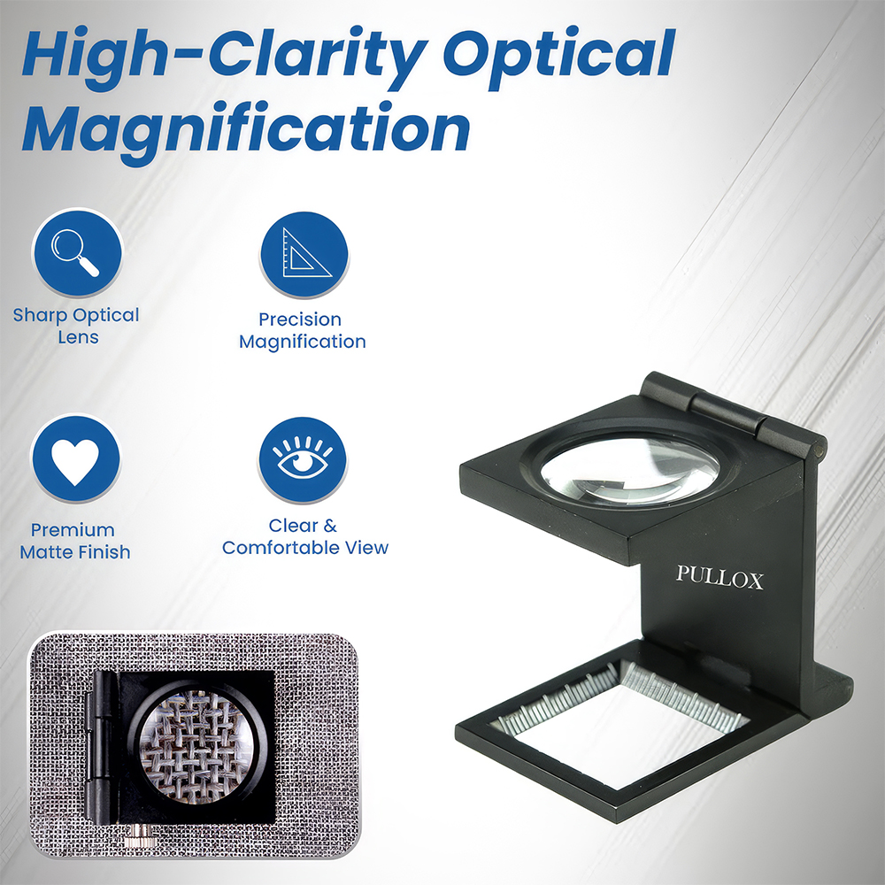 Pullox 10X Measuring Loupe | ABS Plastic Body | Built-in Scale Reticle | Foldable Inspection Loupe - view 2