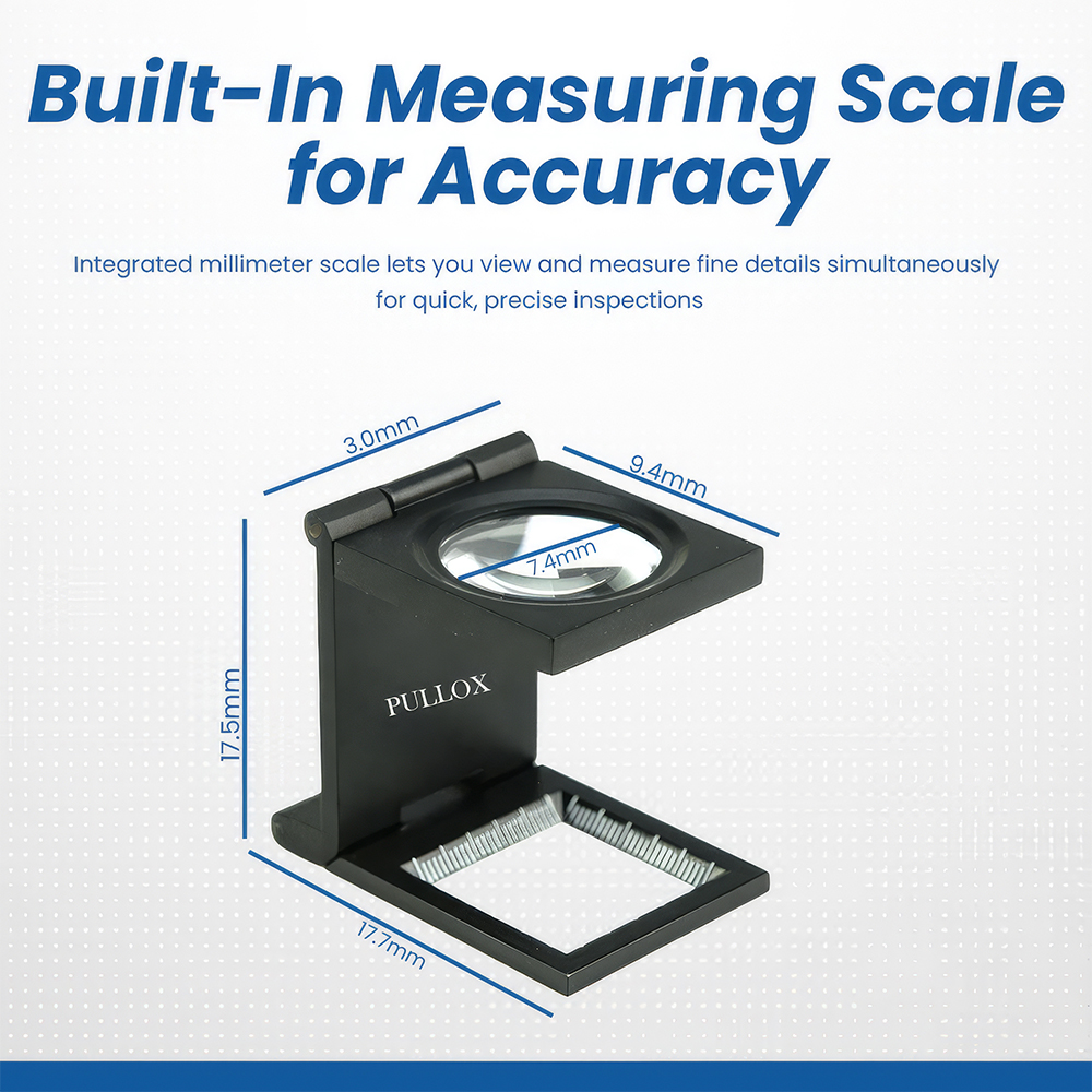 Pullox 10X Measuring Loupe | ABS Plastic Body | Built-in Scale Reticle | Foldable Inspection Loupe - view 3