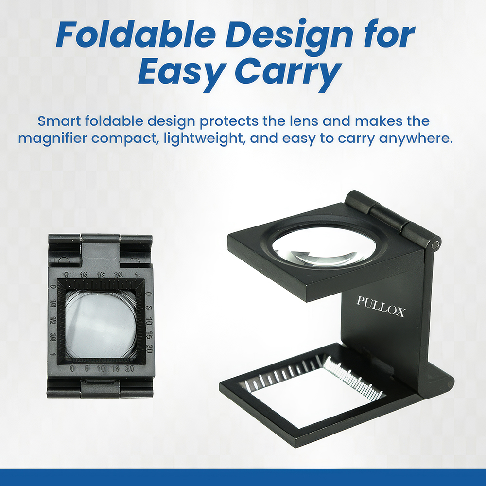 Pullox 10X Measuring Loupe | ABS Plastic Body | Built-in Scale Reticle | Foldable Inspection Loupe - view 4