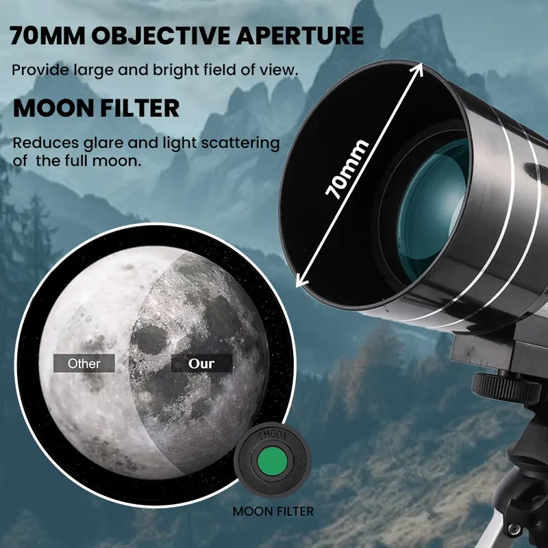 SSEA SkyScout F70300 – Beginner-Friendly Wide-View Refractor Telescope view 4