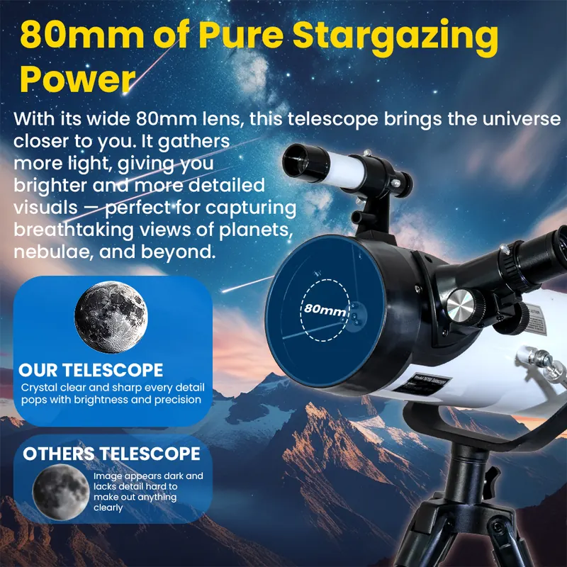SSEA 80700 Astronomical Telescope | 80mm Aperture, 700mm Focal Length | Premium 1.25″ Eyepiece System | Made in India - view 2