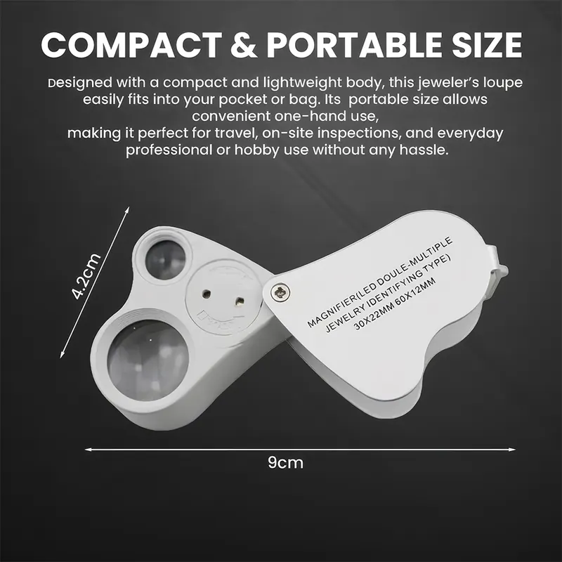 Pullox 30X / 60X LED Jeweler’s Loupe | Dual Lens Pocket Magnifier | Gemstone, Jewelry, Coin & Rock Inspection view 4