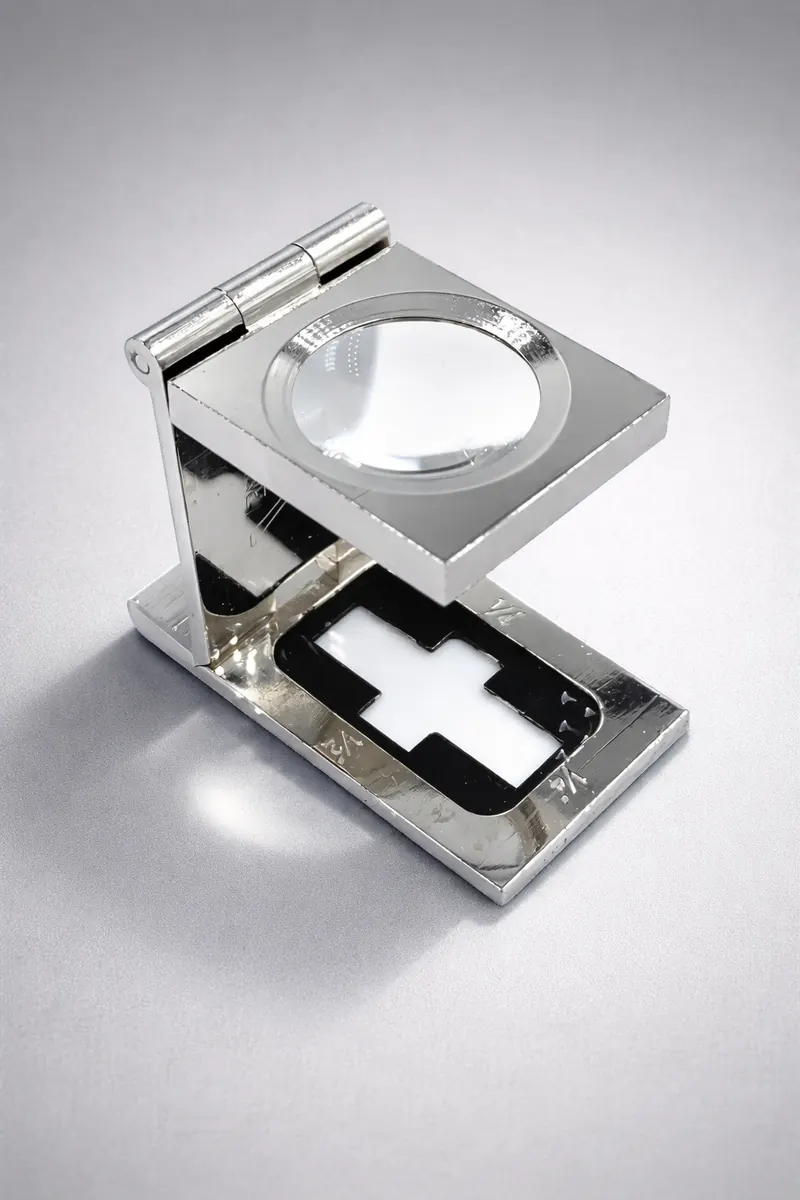 Pullox 10X Measuring Magnifying Loupe | 18mm Glass Lens | Built-in Scale Reticle | Metal Foldable Loupe - view 1