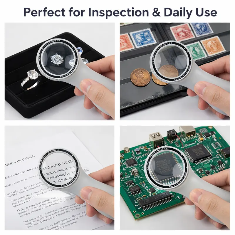 SSEA 8X Illuminated Measuring Magnifying Glass | 0.1 mm Scale | 1 Inch Lens | Professional Inspection Loupe view 5