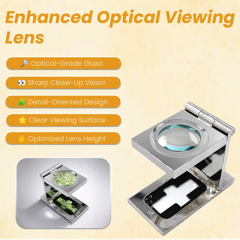 Pullox 10X Measuring Magnifying Loupe | 18mm Glass Lens | Built-in Scale Reticle | Metal Foldable Loupe - view 2