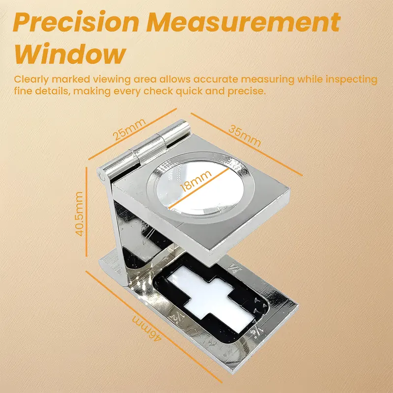 Pullox 10X Measuring Magnifying Loupe | 18mm Glass Lens | Built-in Scale Reticle | Metal Foldable Loupe - view 3