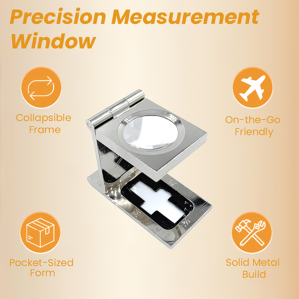 Pullox 10X Measuring Magnifying Loupe | 18mm Glass Lens | Built-in Scale Reticle | Metal Foldable Loupe - view 4
