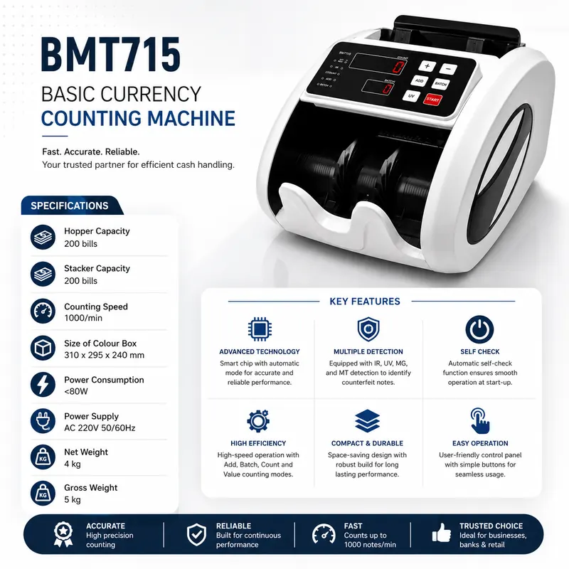 PULLOX BMT715 Currency Counting Machine - view 3