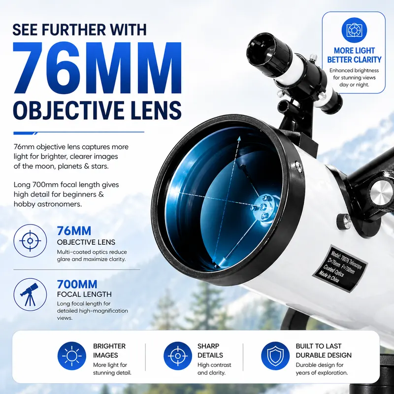Pullox Space Hunter az 76mm Newtonian Astronomical Reflector Basic 175x Upto 350X Magnification - view 2