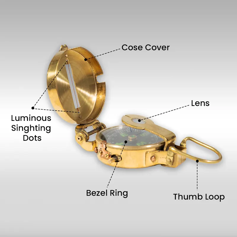 Pullox Classic Brass Military Compass view 2