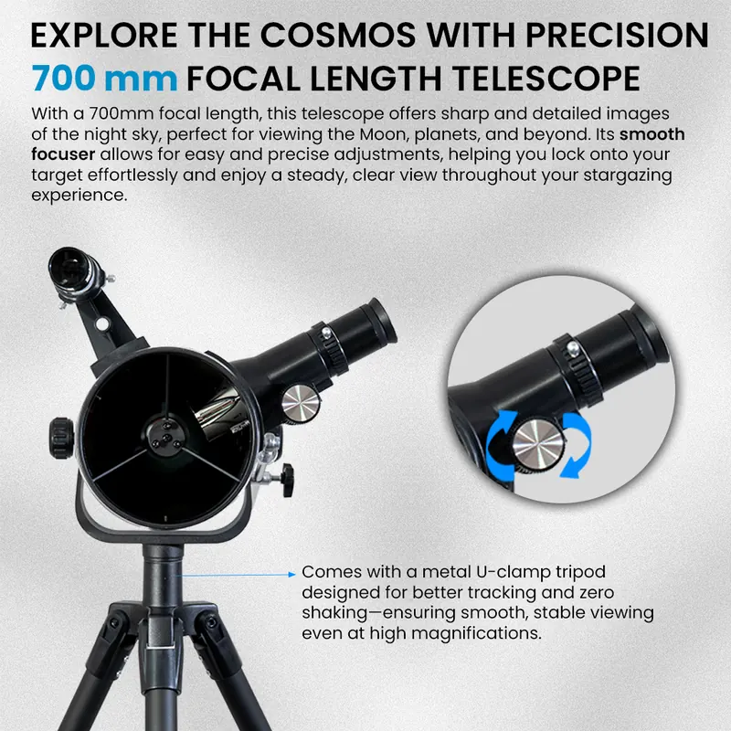 SSEA 80700 Astronomical Telescope | 80mm Aperture, 700mm Focal Length | Premium 1.25″ Eyepiece System | Made in India - view 7