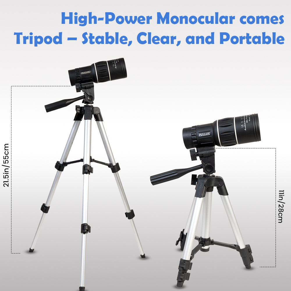 Pullox 16x52 HD Dual Focus Monocular Telescope with Tripod - High Power Optics for Bird Watching, Camping & Wildlife - view 6