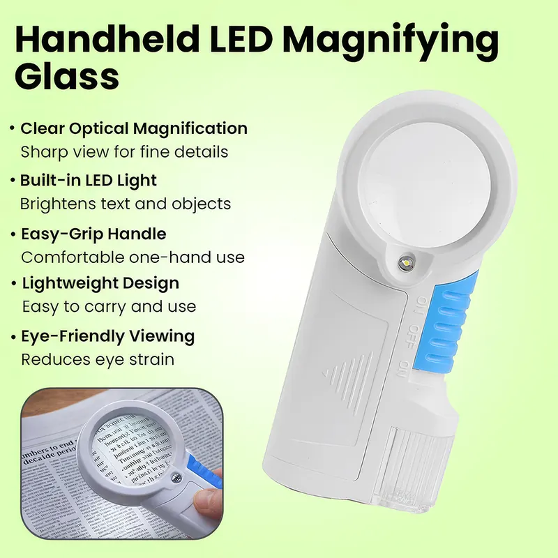 SSEA 12X Jeweler’s Choice Magnifying Glass | Double-Sided Glass | 38mm Scratch-Resistant Lens | Dual LED Illuminated view 2