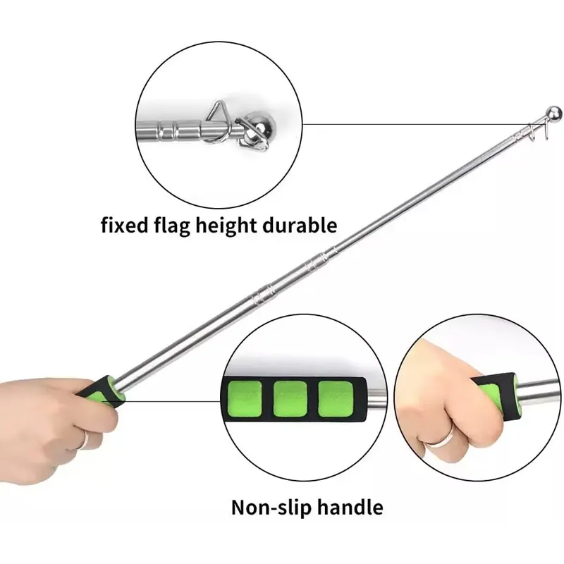 Pullox 5FT Telescopic Stainless Steel Flagpole view 2