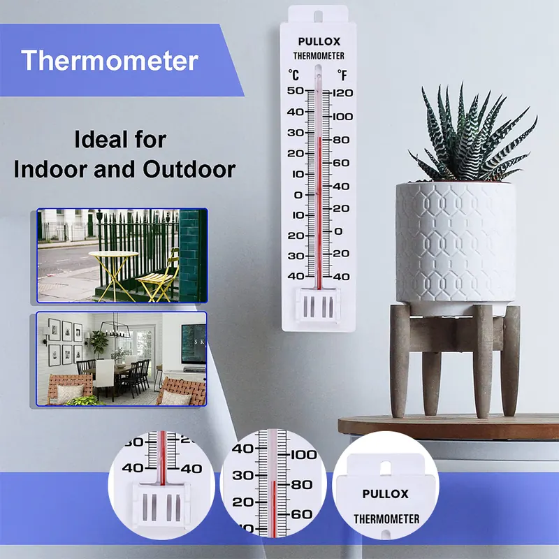 Pullox Hanging Room Thermometer – Dual Scale °C/°F Indoor Outdoor Wall Thermometer view 3