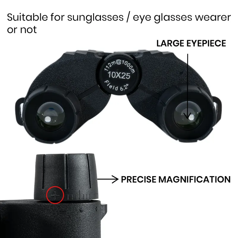 Pullox Pocket Rocket 10×25 Compact Binocular – Wide Field Precision Optics - view 3