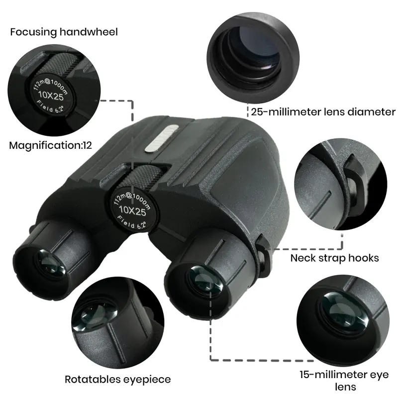 Pullox Pocket Rocket 10×25 Compact Binocular – Wide Field Precision Optics - view 2