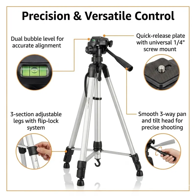 Pullox Heavy Duty Professional Aluminum Tripod view 2